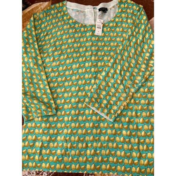 Talbots Colorful Pear Fruit Pattern Button Back 3/4 Sleeves Sweater Cardigan M - Picture 3 of 7
